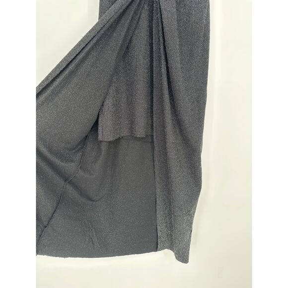 AllSaints Sami Metallic Hi Low Midi Skirt Black Twist Waist Holidays Party 0 - Picture 5 of 10